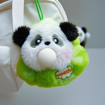 12cm 1Pcs Panda Pendant Spitting Bubbles Panda Plush Keychain Small Figurine Backpack Hanging Ornament Doll