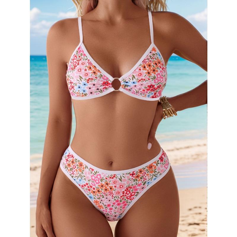 Women's New Small Floral Triangle Cup Sexy Bikini Swimsuit