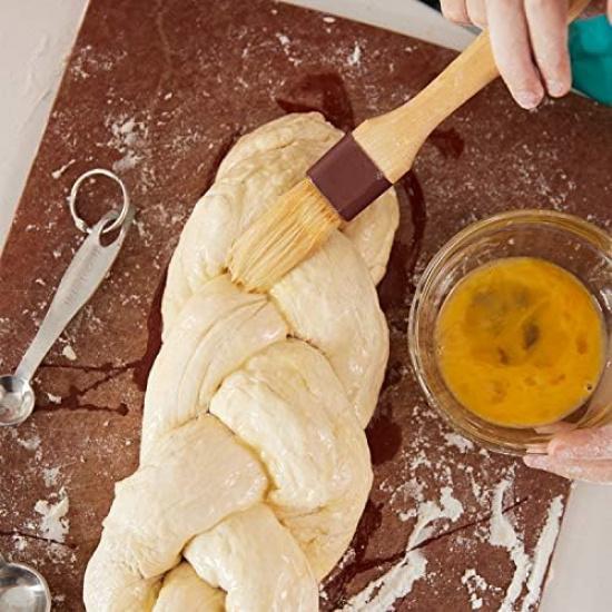 Boao 4 Pieces Natural Bristle Pastry Brush Beech Wooden Handle Basting and BBQ Brushes for Cooking, Butter, Oil, Egg, Marinade, Grilling, Baking,
