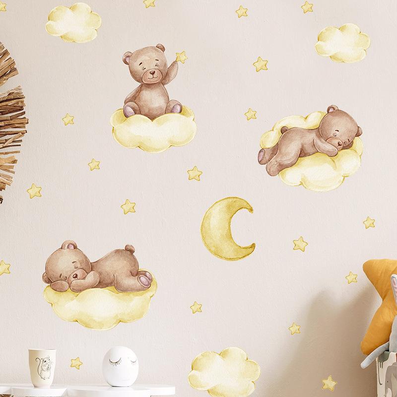 Cartoon Hot Air Balloon Animals Bear Wall Stickers for Kids Room Boy Room Decoration Nursery Baby Room Decoration Decal