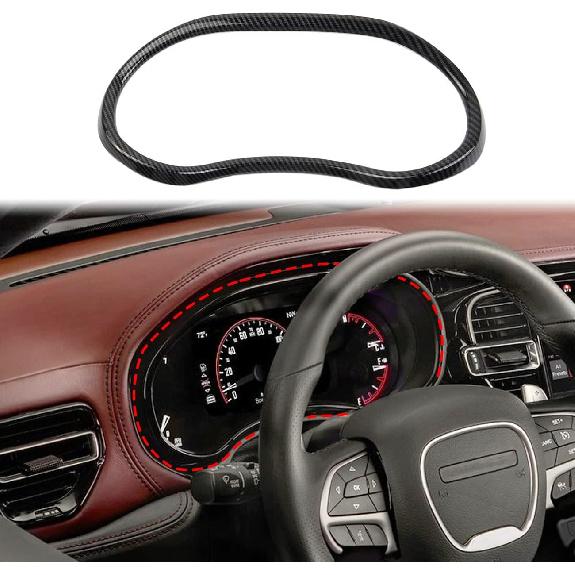 Crosselec Carbon Fiber Dashboard Meter Panel Frame Cover Trim Interior Decoration Accessories for Dodge Durango (2014-2020)