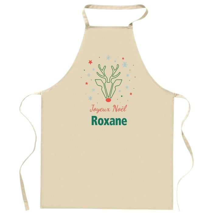 Tablier de cuisine - Roxane Cerf - Motif Joyeux Noël - Coton résistant - Impression française