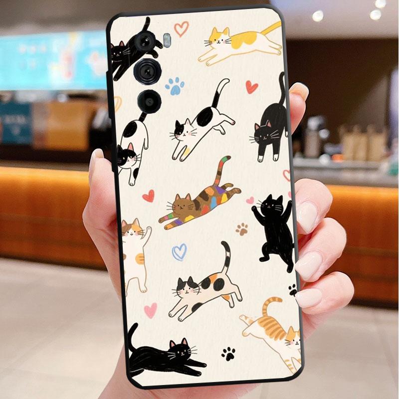 

Phone Case For Motorola Edge 50 40 Pro 60 50 40 30 Ultra Neo Fusion Moto G Play G Stylus G Power G Cartoon Black Cats Moto Edge 30 Neo