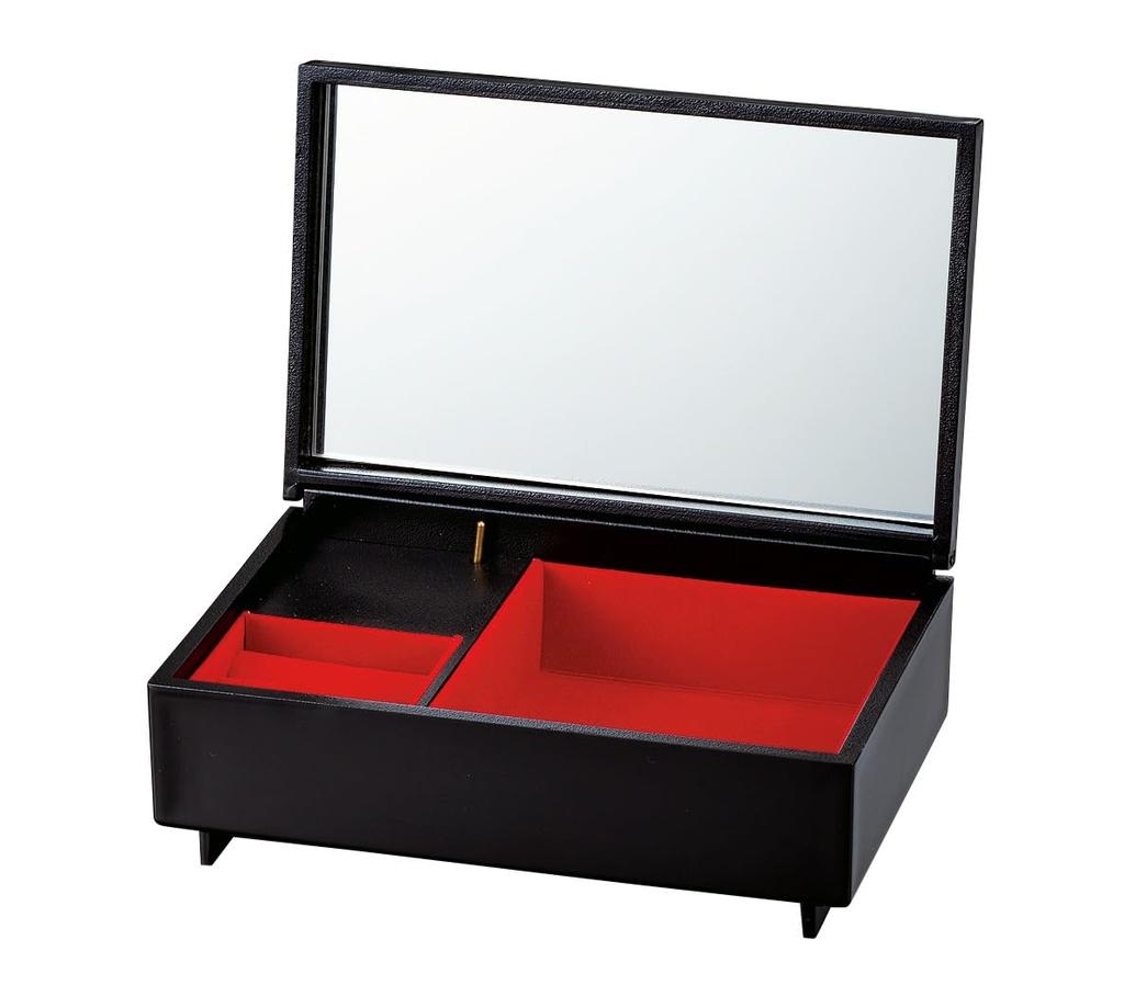 Nakatani Brothers "Yamanaka Lacquer" Artisan Jewelry Box (with Music Box) Black Dancing Fan 37-2608