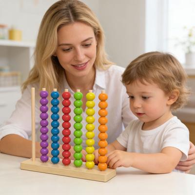 Beads Matching Stacking Toy Preschool Recognition Rainbow Rings Learning Color Game Boys Girls Educational Color Sorting