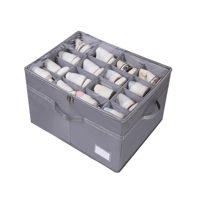 Shoe Storage Box 16-grid Shoe Box Multi-function Shoe Storage Box Transparent Storage Box Folding Shoe Box