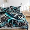 3pcs Blue Dragon's Whisper Printed Duvet Cover Set (1 * Cover+2 * Pillowcase, Without Core), Suitable for Home Bedroom, Guest Room, Dormitory Dec