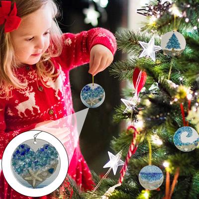Adornos Navideños Temáticos de Playa Océano Náuticos Costeros Adornos Colgantes para Árbol de Navidad con Estrella de Mar Concha Marina para Árbol Decoración del Hogar