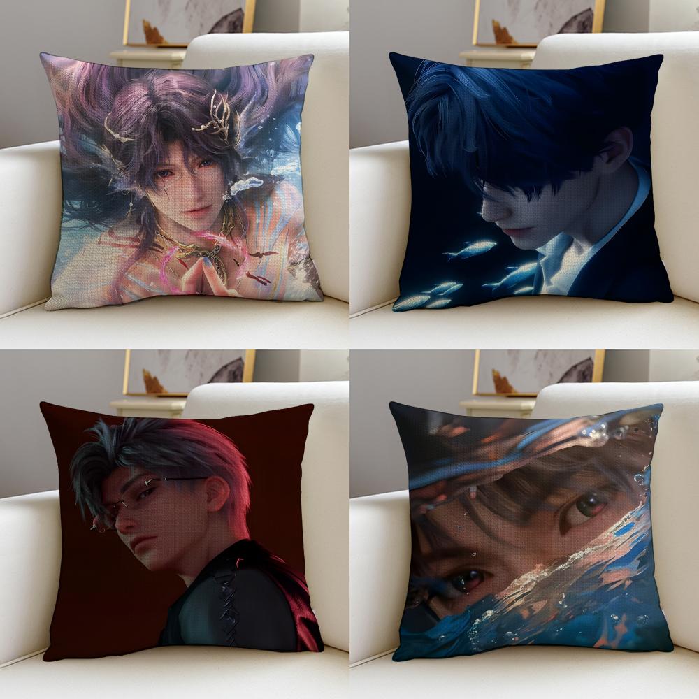 Romantic LLove and DeepspaceS Cushion Cover Breathable and skinfriendly linen pillowcase square removable and washable cushion