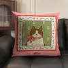 Cute Caroon Cat Portrait Cushion Cover Natural Linen Organic Fabric Double-Sided Printing Sofa Home Decor Gift Pillow Case