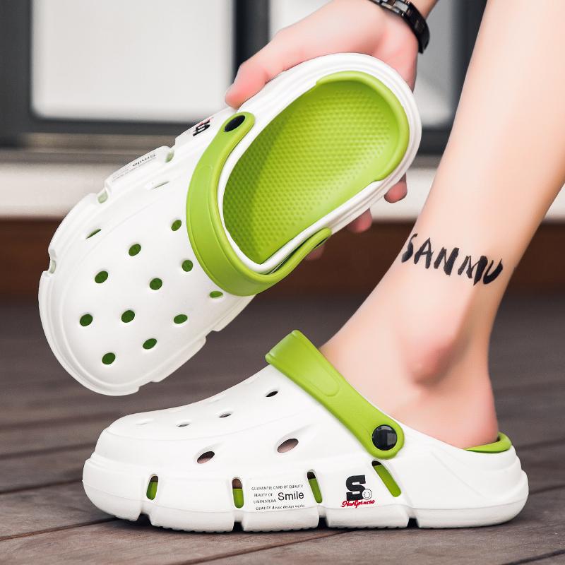 

Мода 2025 Лето Мужские Сандалии на Толстой Подошве Дышащая Верхняя Одежда Автомобильная Обувь Плоский Каблук Слипоны Пляжная Обувь Парная Двойная Носка 36-37 зелёный
