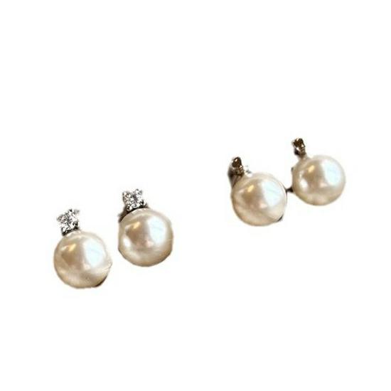 S925 Sterlingsilber Perlen- und Zirkonia-Ohrstecker - Vielseitiger High-End-Pendlerstil.