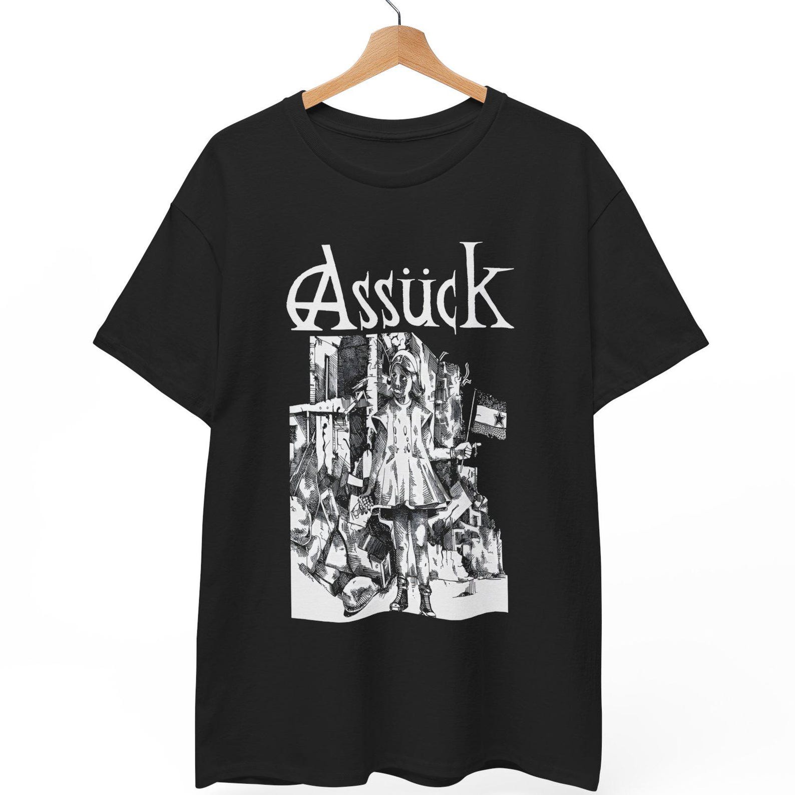 Vintage Assück Grindcore T-Shirt, State To State Art XL