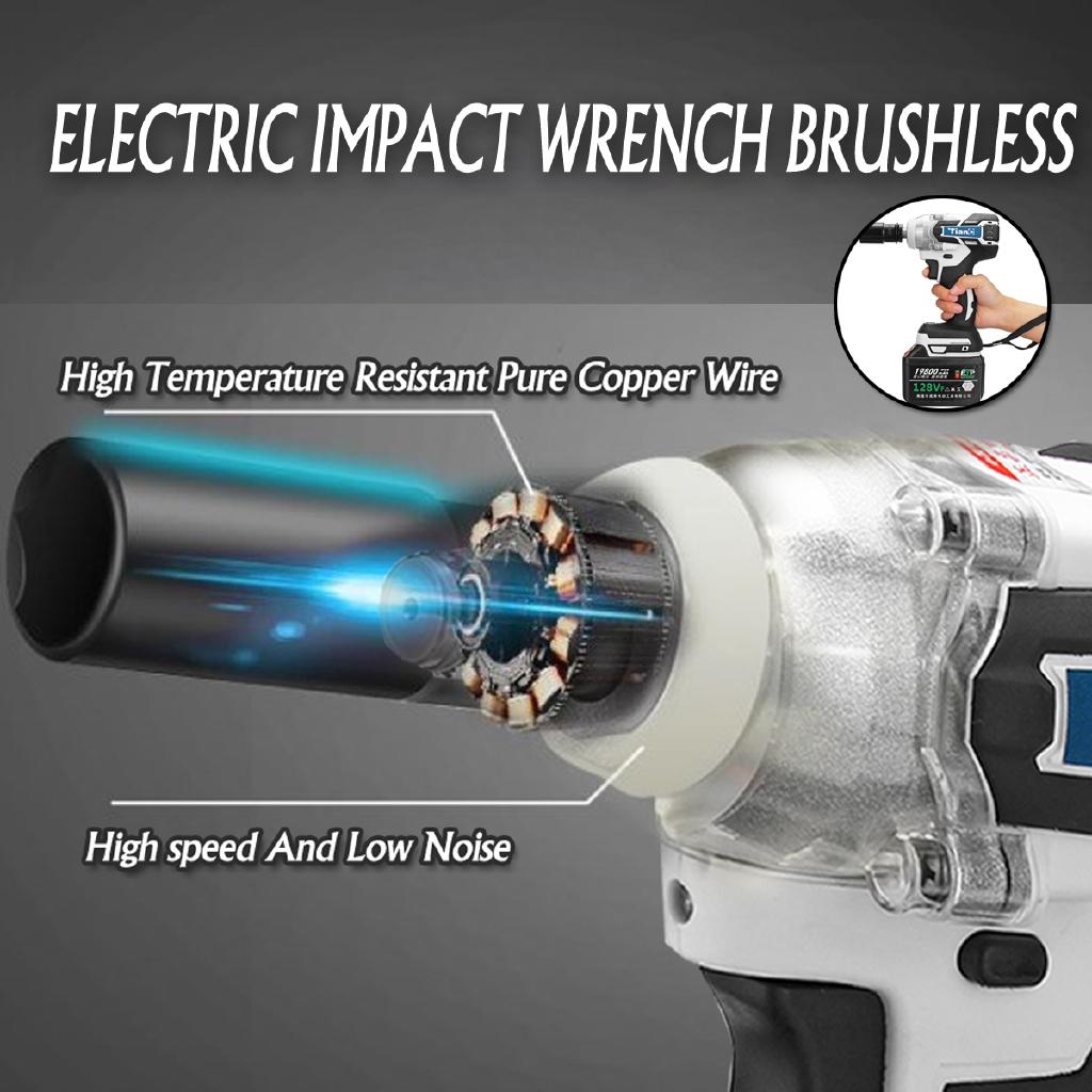 1280W 3 IN 1 Electric Brushless Cordless Hammer 520NM Wrench Drill Rechargeable Screwdriver Impact Drill with Battery