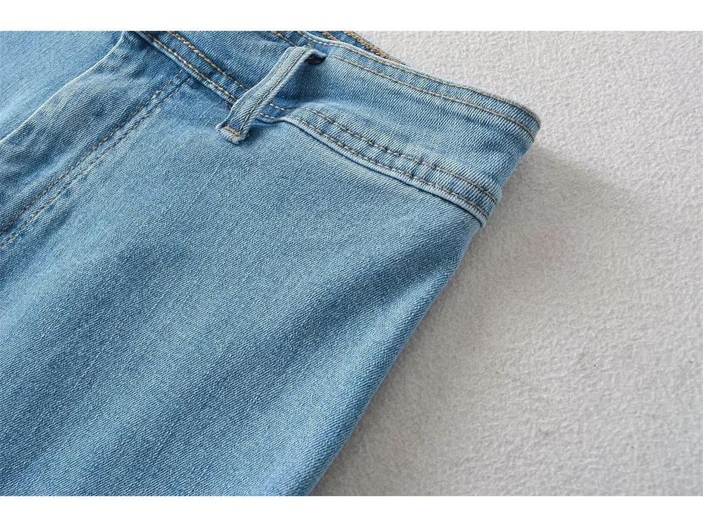 American-Style High-Waisted Stretchy Micro-Flare Jeans for Women - Spring/Autumn Wide-Leg Pants