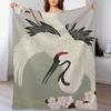 Japanese Crane Throw Blanket Thin Soft Blanket for Summer Night Sleeping