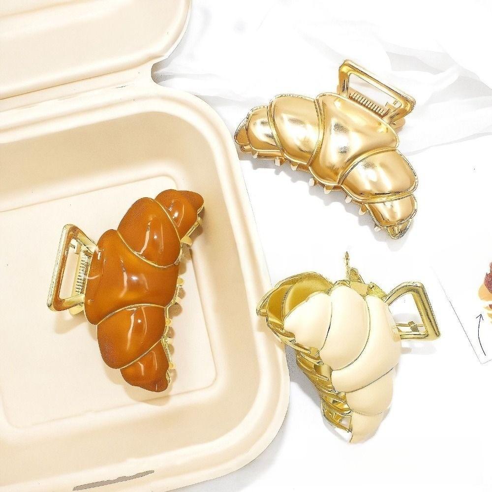 Hairpin Croissant  Hair Grab Hair Clip Metal Shark Clip Sweet Cute Bread Hair Claw  Female