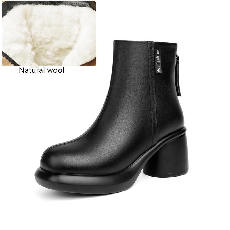 Fashion AIYUQI Women Ankle Boots Genuine Leather 2025 New High Heel Women Dress Boots Retro Natural Wool Winter Boots Women