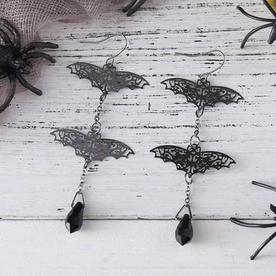 Gothic Exaggerated Double Bat Earrings for Women Best Seller Creative Bat Metal Dangle Earring Girls Party Halloween