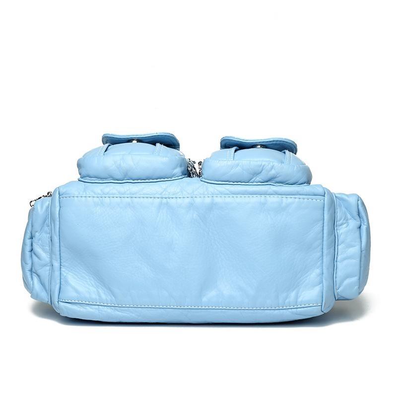 2025 Summer Fashion Blue Shoulder Bags For Women Small Shopper Bag Solid Color Soft Leather Crossbody Handbag Lady Travel Tote Bag