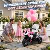 Electric Kids' Motorcycle, Lights & Sounds, 3 Km/h, Rechargeable, Plastic & Metal, Pink/White