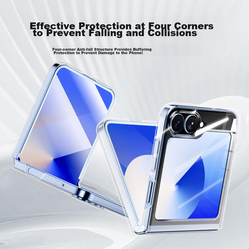 BIAZE Phone Case for Samsung Z Flip6/W25 Flip Foldable Screen, Shockproof Protective Cover, Slim Heat Dissipation Transparent Case JK694 Transparent