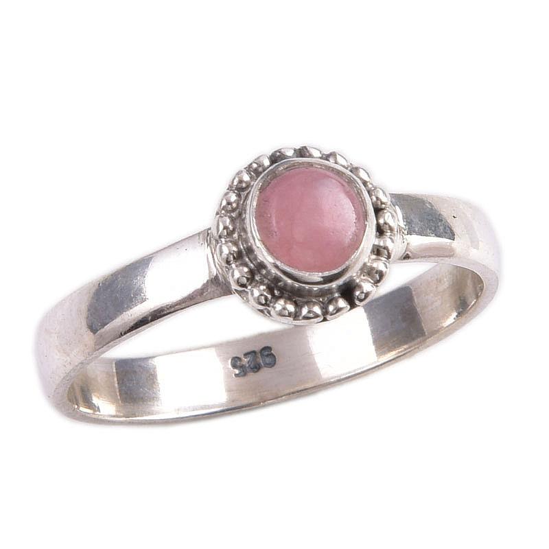 Natural Rhodochrosite Gemstone 925 Solid Sterling Silver Jewelry Ring S.7.5 Q4K89