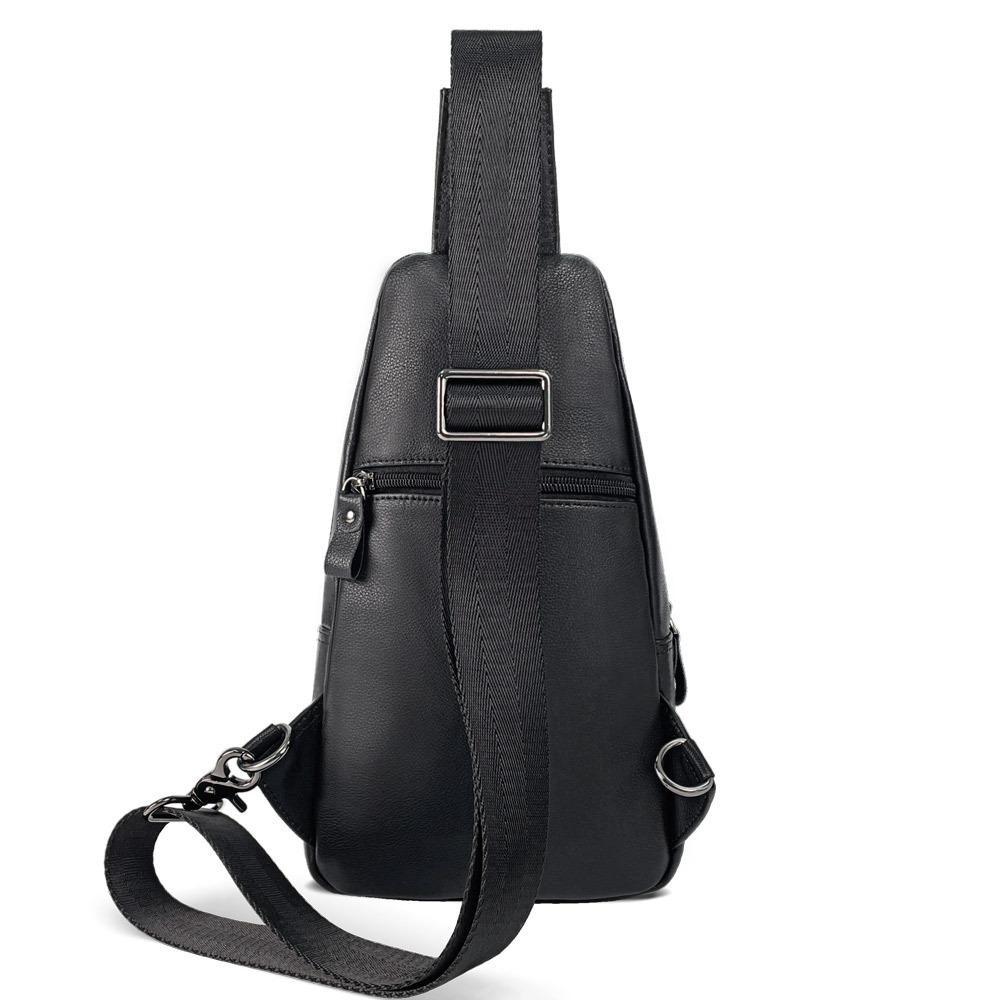 Men's Leather Chest Bag, High-end Crossbody Bag, Outdoor Casual Crossbody Bag, Top Layer Cowhide Chest Shoulder Bag