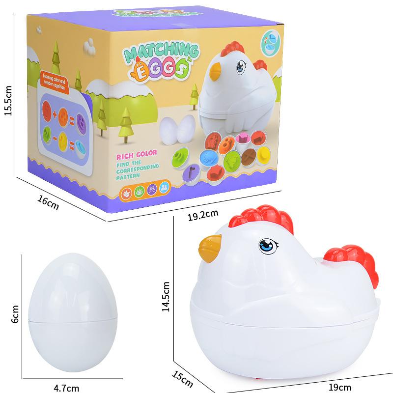 Children'S Educational Early Education Shape Matching Smart Egg, Pull Rope Hen Simulation Assembled Egg Model Toy