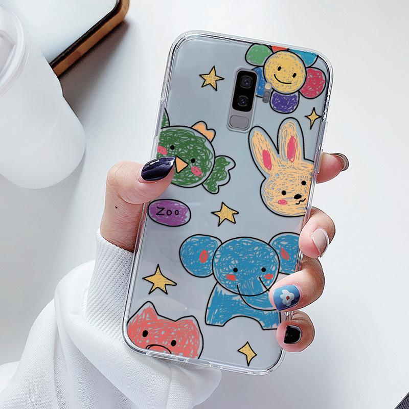 For Samsung Galaxy S9 S 9 Plus Phone Case Cartoon Back Cover Transparent Soft Silicone Flower Funda For Samsung s9 S9+ Cute Capa