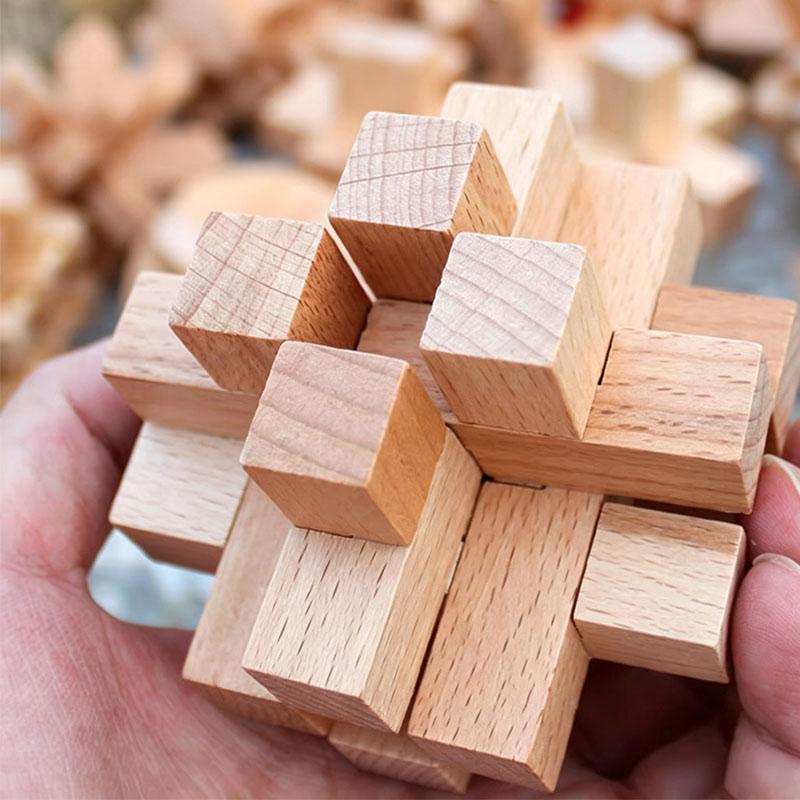 Luban Lock Twelve Column Wooden Interlocking Puzzle Cubes Difficulty Disentanglement  Brain Teasers Iq Toys For Kids Adults