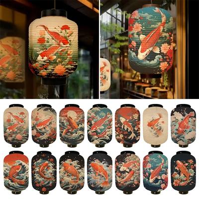 Farbe Koi-Druck Japanische Traditionelle Laterne Ukiyo-e Kunststil Izakaya Restaurant Laterne Neujahrsdeko Kronleuchter Lampenschirm
