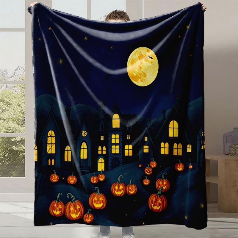 

Halloween pumpkin print flannel blanket halloween gift office home lunch break blanket 70x100cm 1pcs