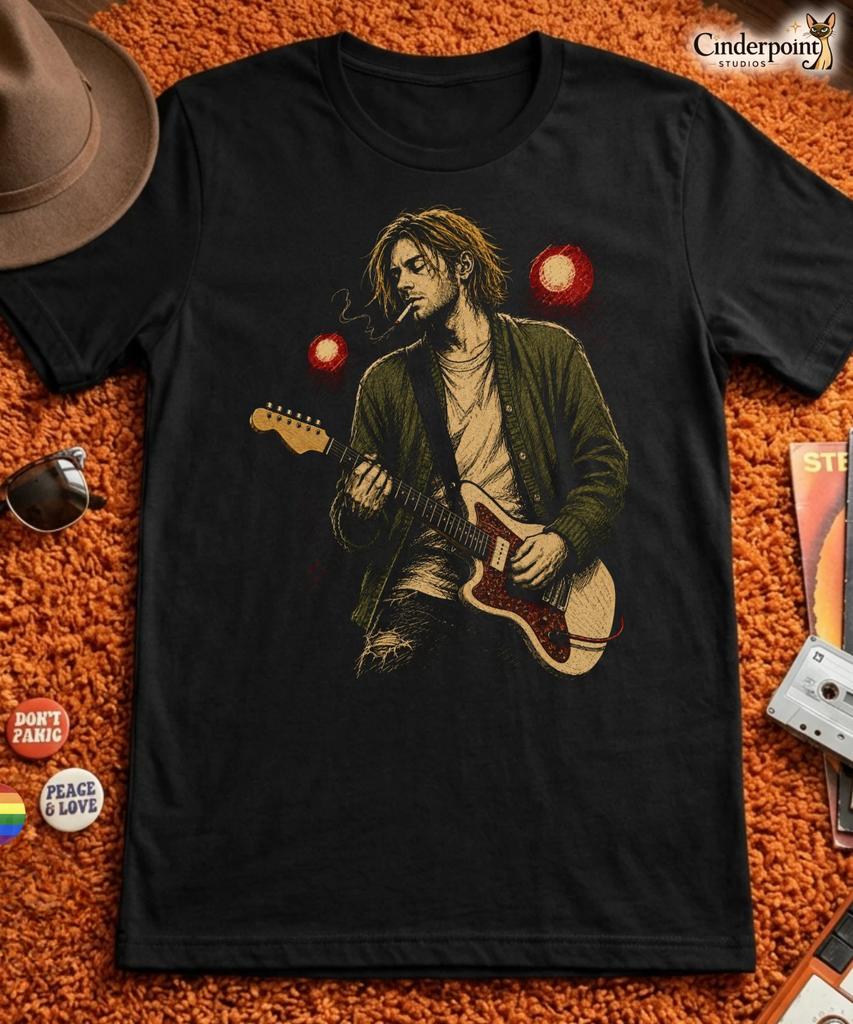 Grunge Rock Graphic Tee 90s Alternative Indie Seattle Grunge Guitar Shirt XS-5XL
