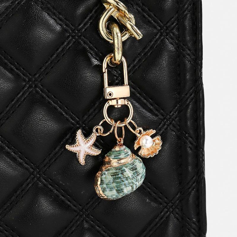 1PC Starfish Shell Fashionable Keychain Creative Keyring Pendant Naturally Conch Bag Charm Asymmetric Shell