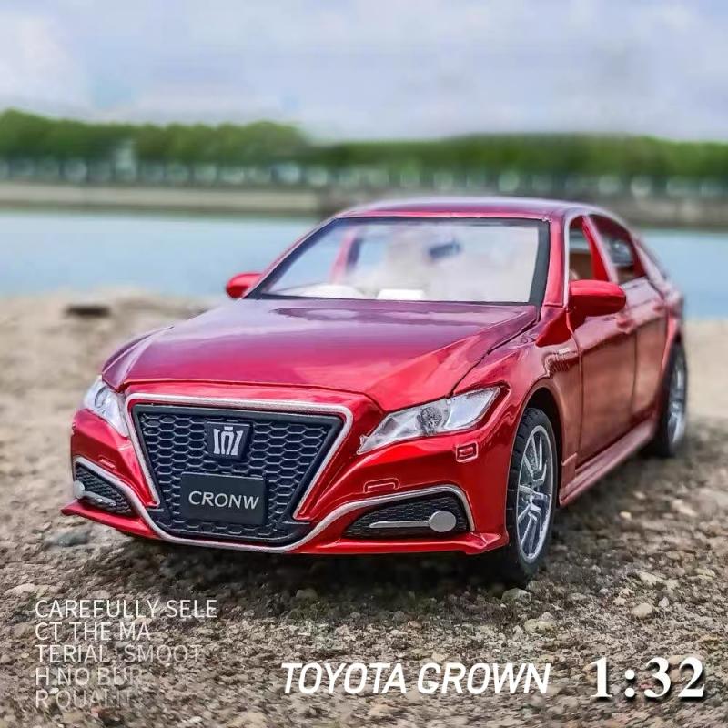 1/32 Toyota Crown Stop Aluminiowy Luksusowy Sedan Model Samochodu Odlewany Metalowa Zabawka Wysoka Symulacja Dźwięk i Światło Pull Back Kolekcjonerskie Prezent dla Dzieci