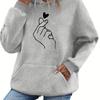 Women's Autumn and Winter and Loose Casual Heart-shaped Printed Velvet Long Sleeved Hooded Sweatshirt