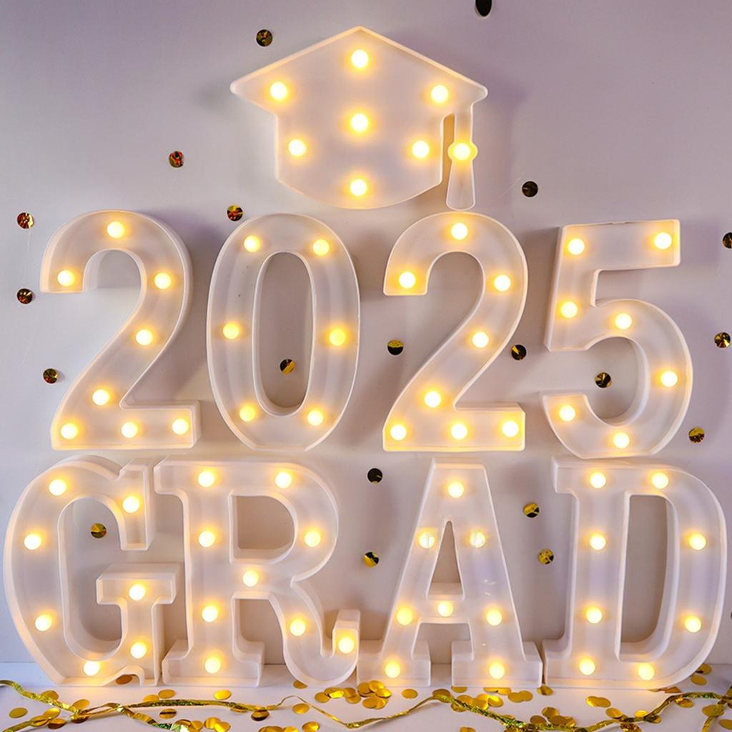 Graduation Season Party Decorations, Graduate GRAD Letter Lights, Bachelor Hats To Celebrate Graduation Party Decoration Lights