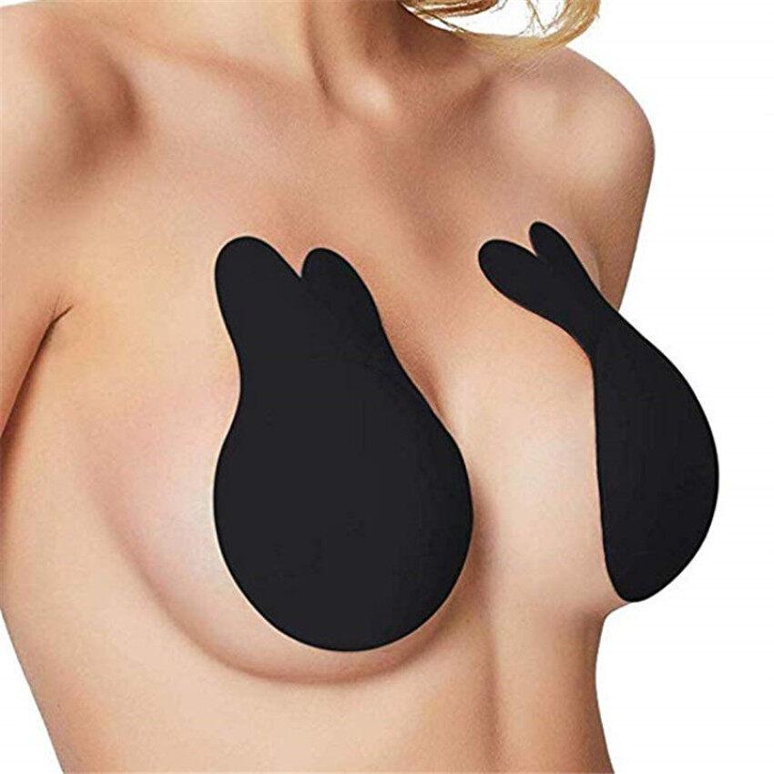 FINETOO Sutiã push up autoadesivo com orelha de coelho, feminino, pegajoso, invisível, silicone, sem alças, costas nuas