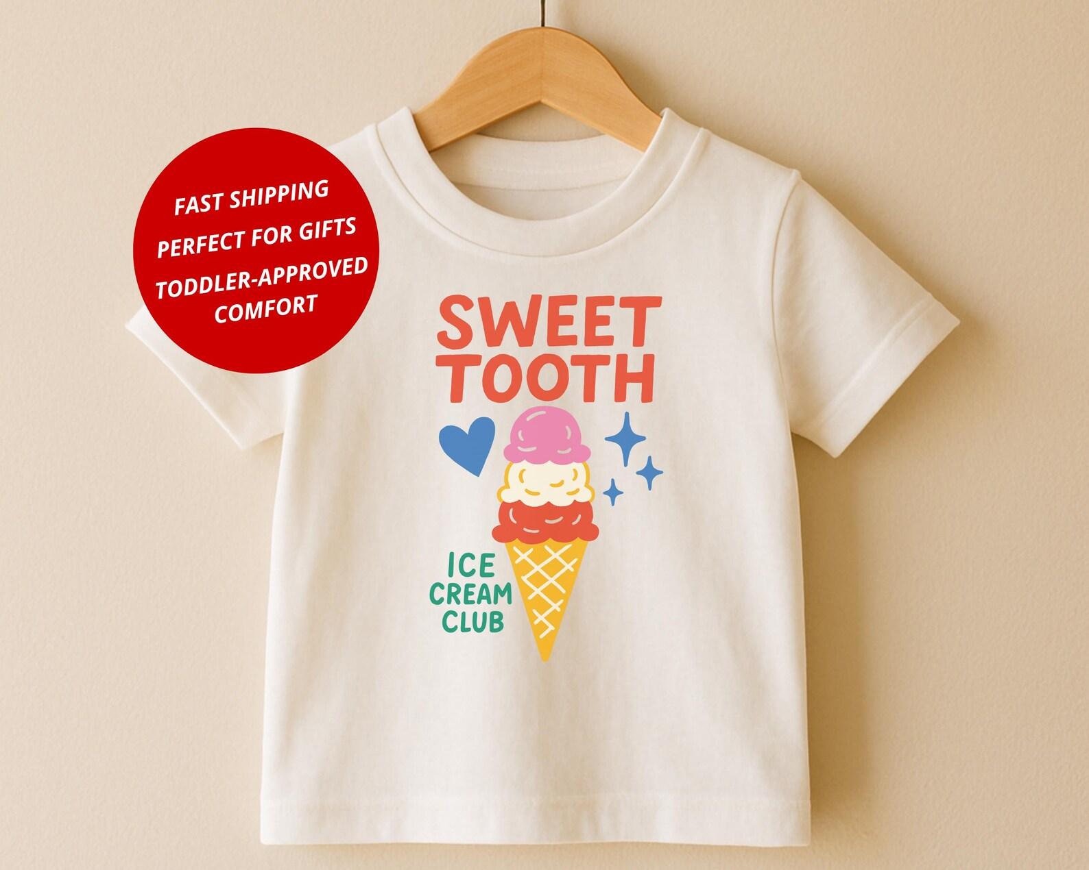 Foodie Toddler Shirt: Sweet Tooth Ice Cream Club Tee for Kids, Cute Dessert Lover T-Shirt, cotton blend, Size 2T-5T 160