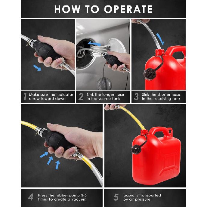 KATUMO Gasoline Siphon Hose, Gas Oil Water Fuel Transfer Siphon Pump, Portable Widely Use Hand Fuel Pump, Fuel Transfer Pump With PVC Hoses