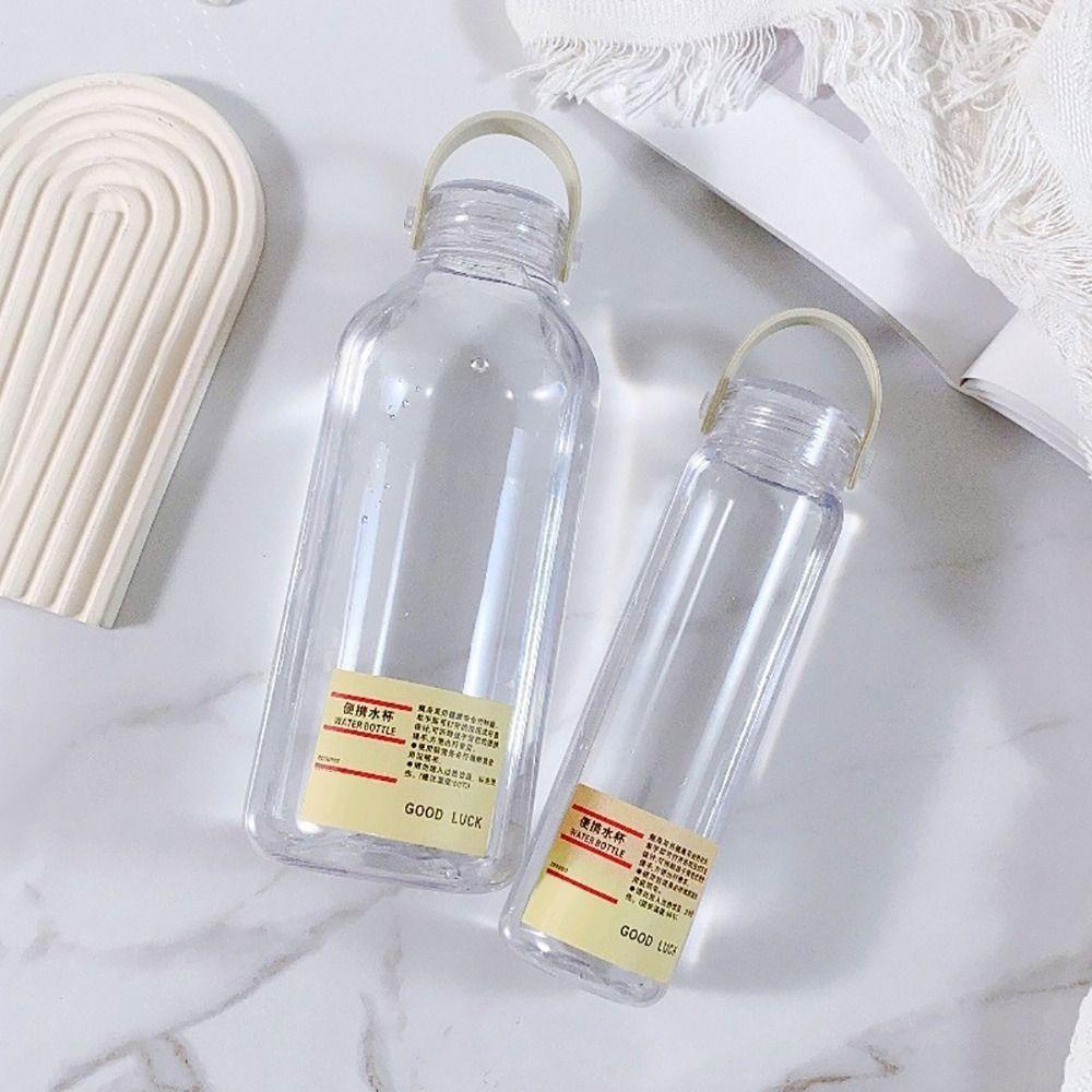 1Pcs New Students Simple Plastic Water Cup 400ML/1L Large Capacity Sports Cup Transparent with Text Portable Cup