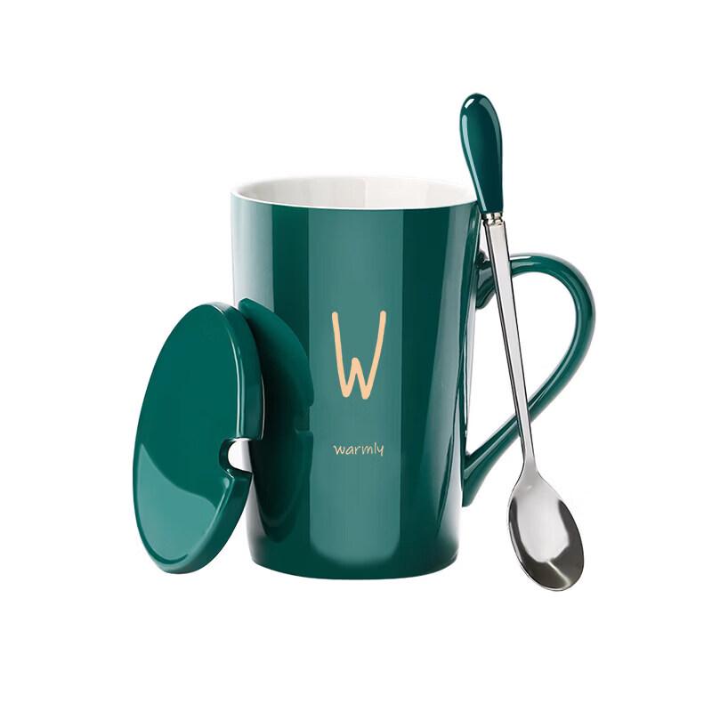 Qiwei Ceramic Mug with Lid and Spoon