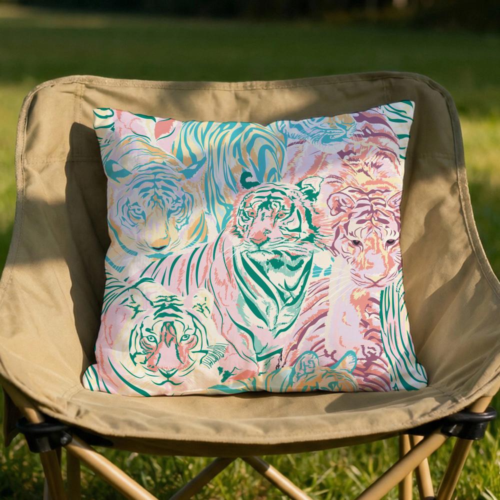 Tropical Tiger Pattern Cushion Cover Soft Reversible Durable Pillow Cover MultiScene Use for Home Car Daily Comfort