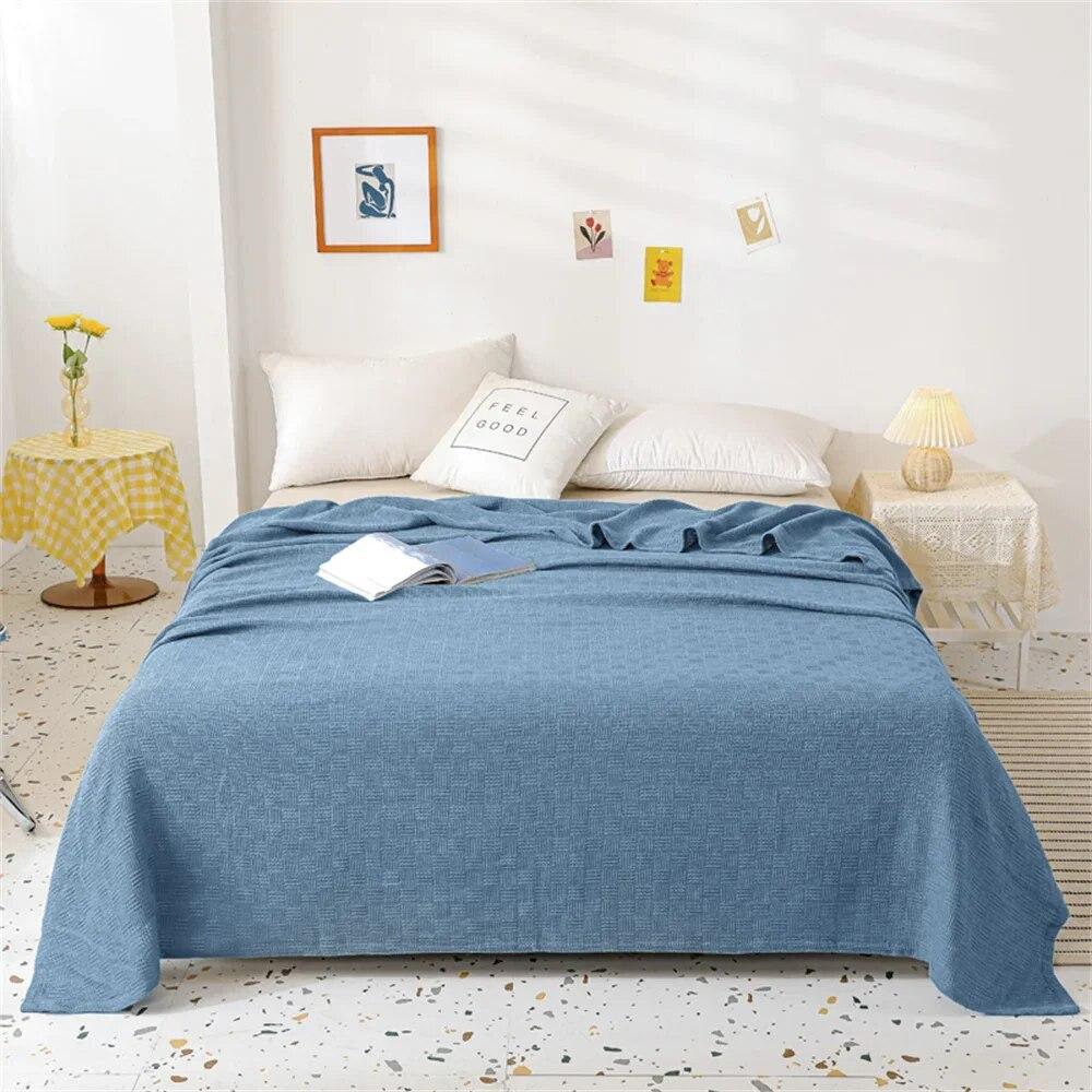 Soft Cozy 100% Cotton Throw Blanket Wide 100cm/150cm/180cm/200cm Plain Knitted Sofa Bed Cover Bedspreads Home Decor Thin Blanket