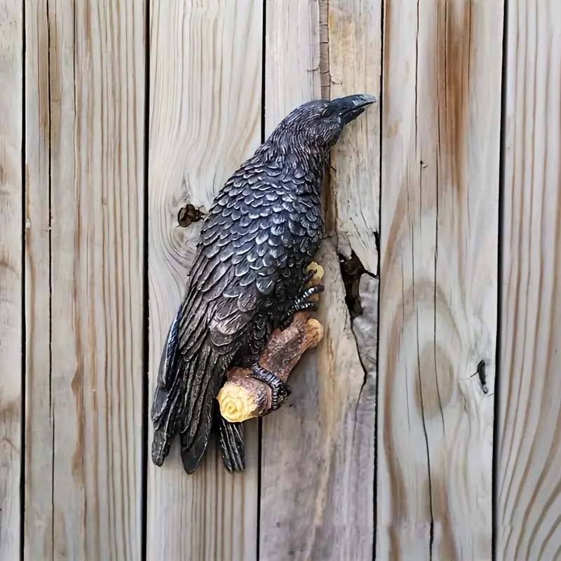 Fake Raven Resin Statue Bird Crow Sculpture Outdoor Crows Halloween Decor Creative for Garden Courtyard Animal Decoration