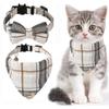 Fliege Katzenhalsband Bandana - 2er-Pack Klassische Karomuster Gingham Katzenhalsbänder Mit Schal Und Fliege - Verstellbare Größe Mit Glocke