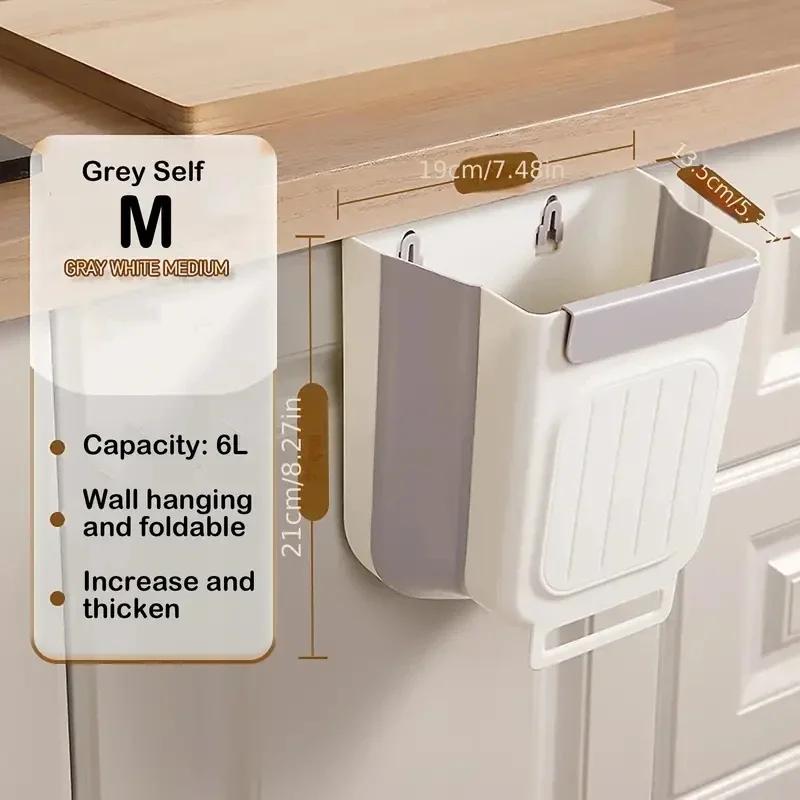 Kitchen & Bathroom Hanging Garbage Bin Foldable Thick-Walled Large Diameter Home Sturdy Design