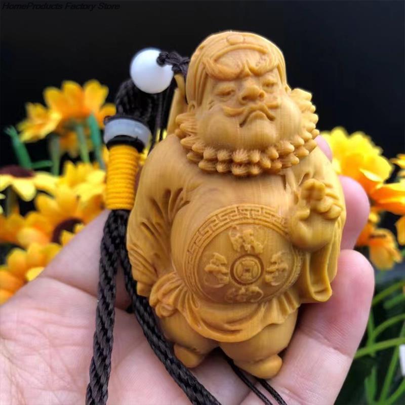 Wood Carving Crafts Auspicious Kirin Small Statue Lucky Mascot Chinese Fortune-making Evil-repelling God Beast Home Art Statue