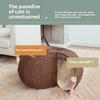 4-Season Semi-Enclosed Cat House Breathable Rattan Pet Bed Detachable Washable Cat Villa Summer Coolness Kitty Cottage